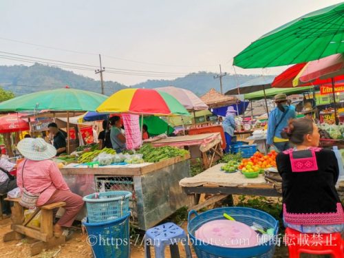 タイ　チェンマイ旅行　モンチェム　ツーリング　ドライブ　バイク　風景　景色　市場　ローカルマーケット